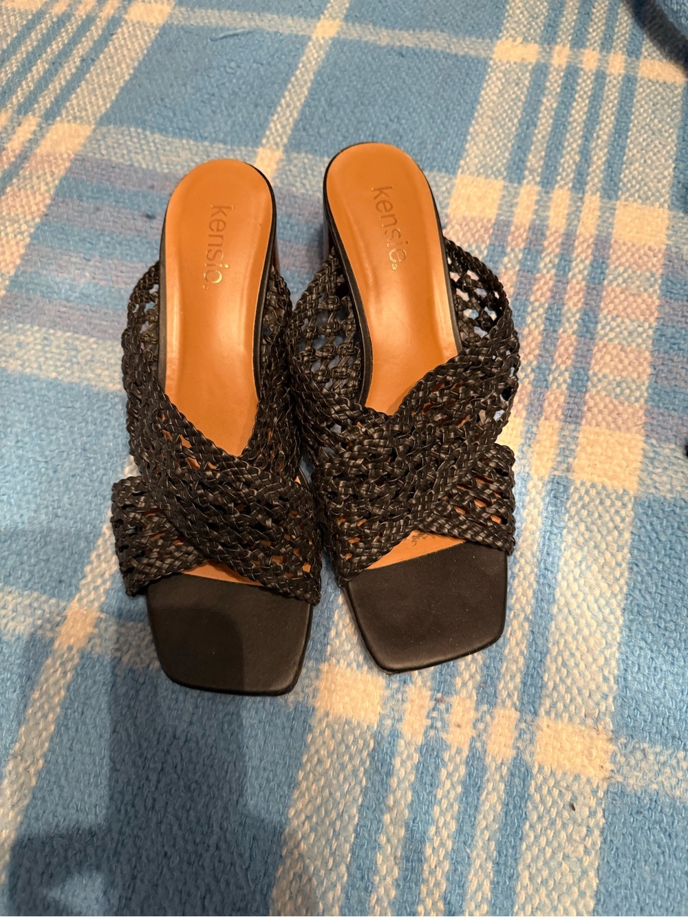 Kensie Black Braided Slide Mules